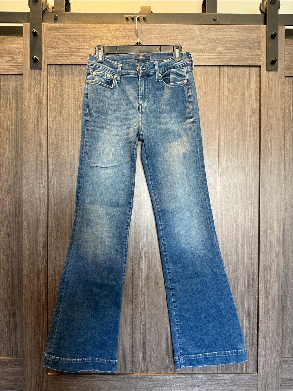 7 For All Mankind Medium Blue Trouser Jeans - Picture 2 of 3